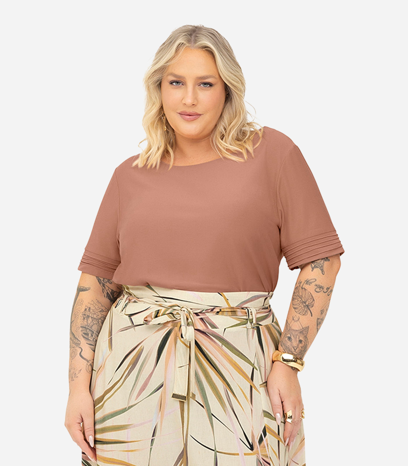 Blusa Feminina Manga Curta Secret Glam Marrom - Imagem 7