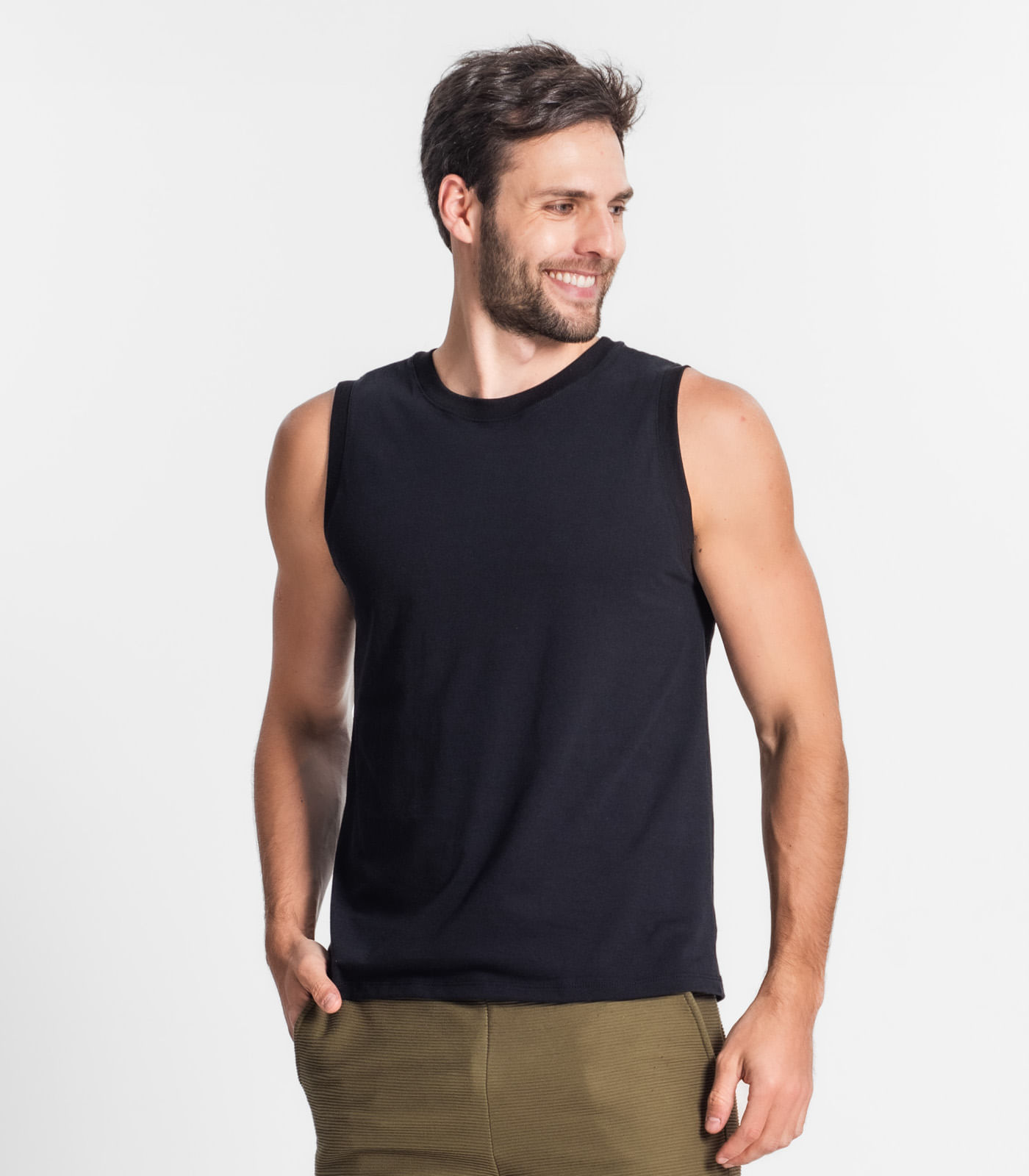 Regata Masculina Básica Meia Malha Diametro Preto - Imagem 56