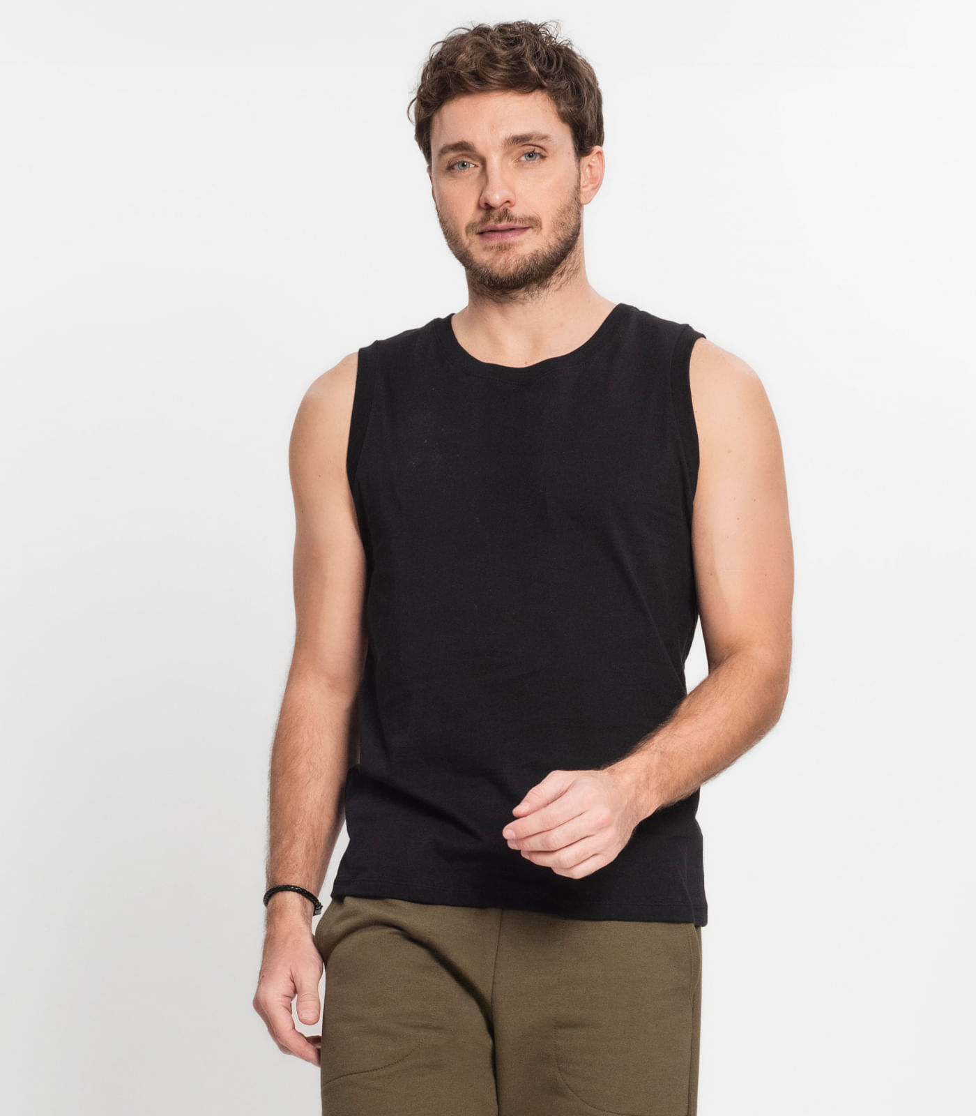 Regata Masculina Básica Meia Malha Diametro Preto - Imagem 35