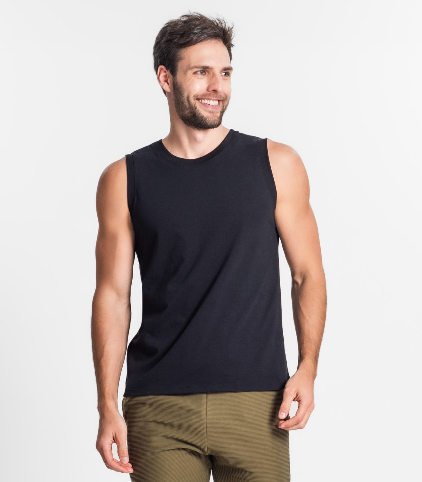 Regata Masculina Básica Meia Malha Diametro Preto - Imagem 19