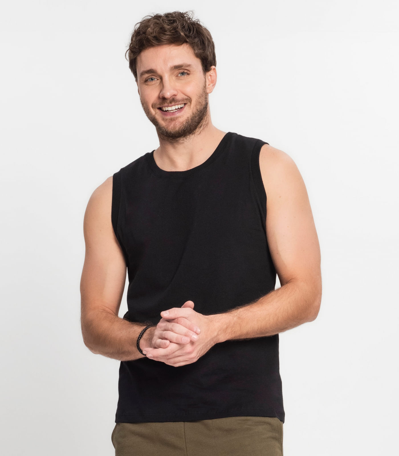 Regata Masculina Básica Meia Malha Diametro Preto - Imagem 6