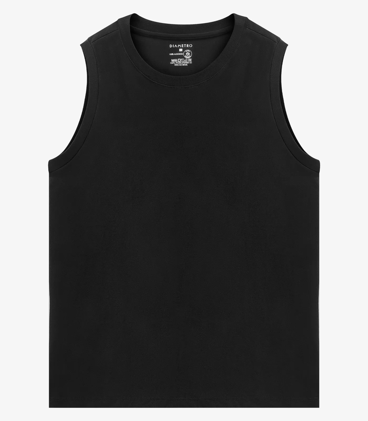 Regata Masculina Básica Meia Malha Diametro Preto - Imagem 16