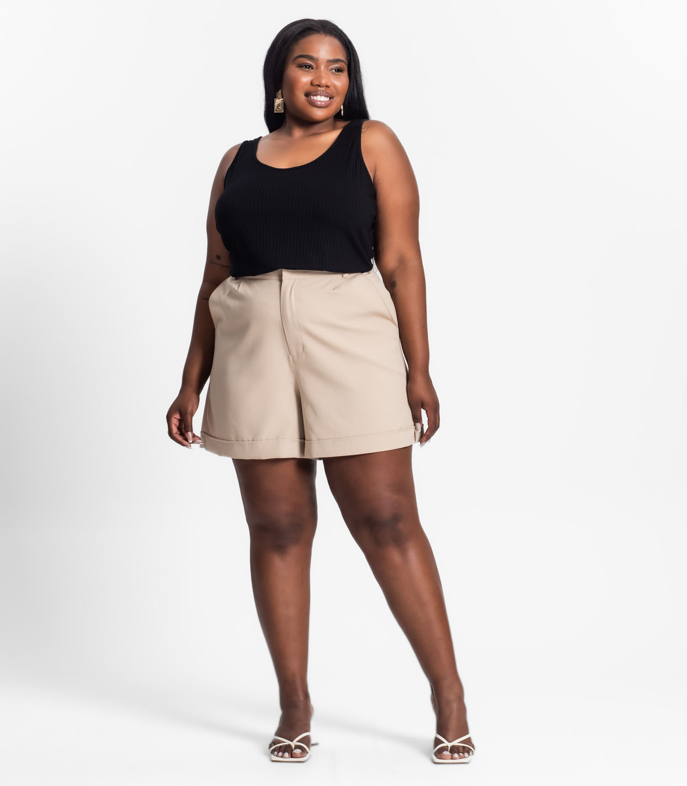 Regata Plus Size Em Ribana Canelada Secret Glam Preto - Imagem 34