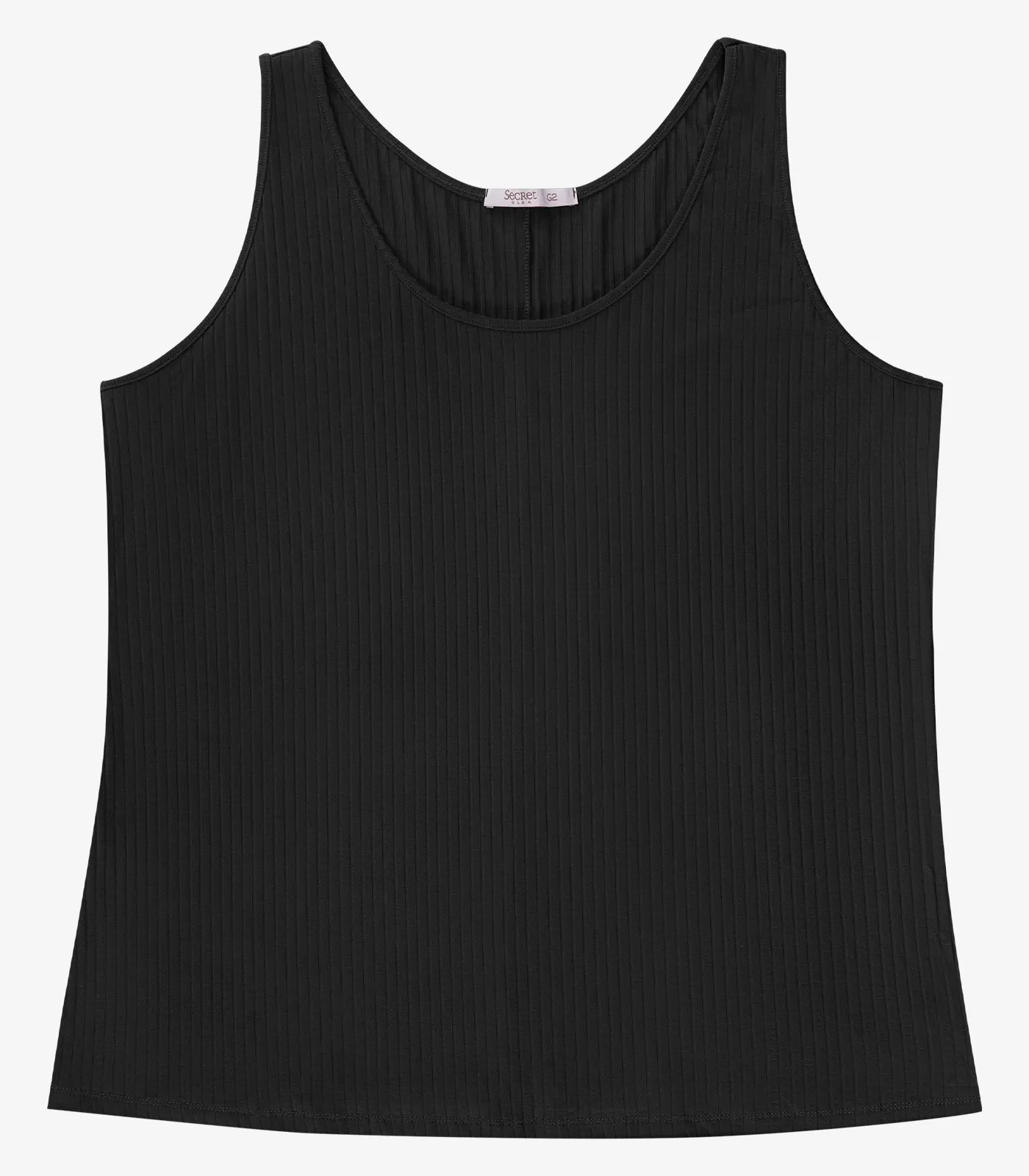 Regata Plus Size Em Ribana Canelada Secret Glam Preto - Imagem 50