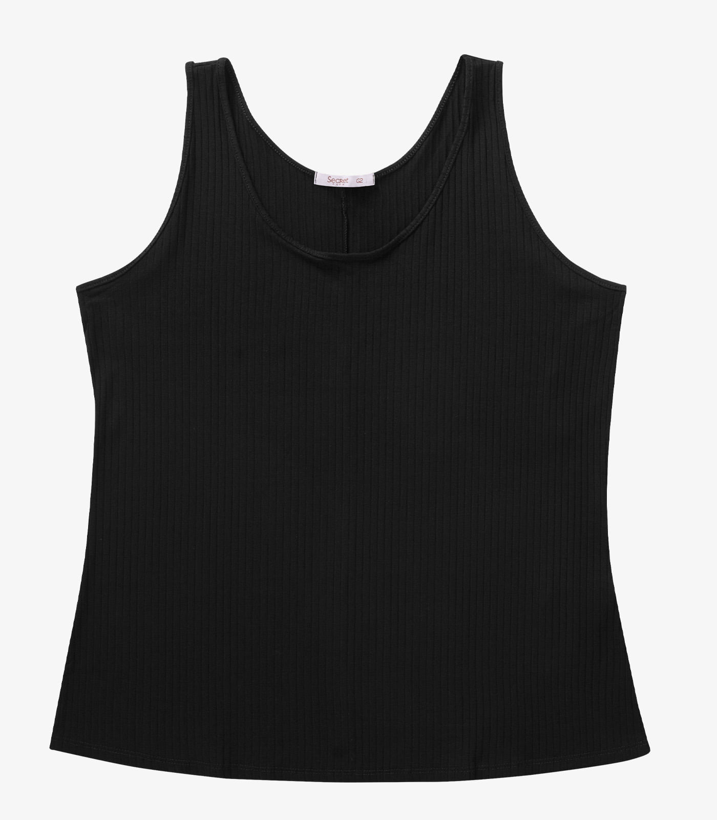 Regata Plus Size Em Ribana Canelada Secret Glam Preto - Imagem 51