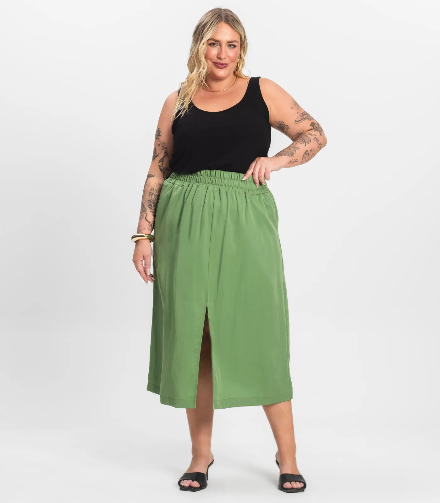 Regata Plus Size Em Ribana Canelada Secret Glam Preto - Imagem 9