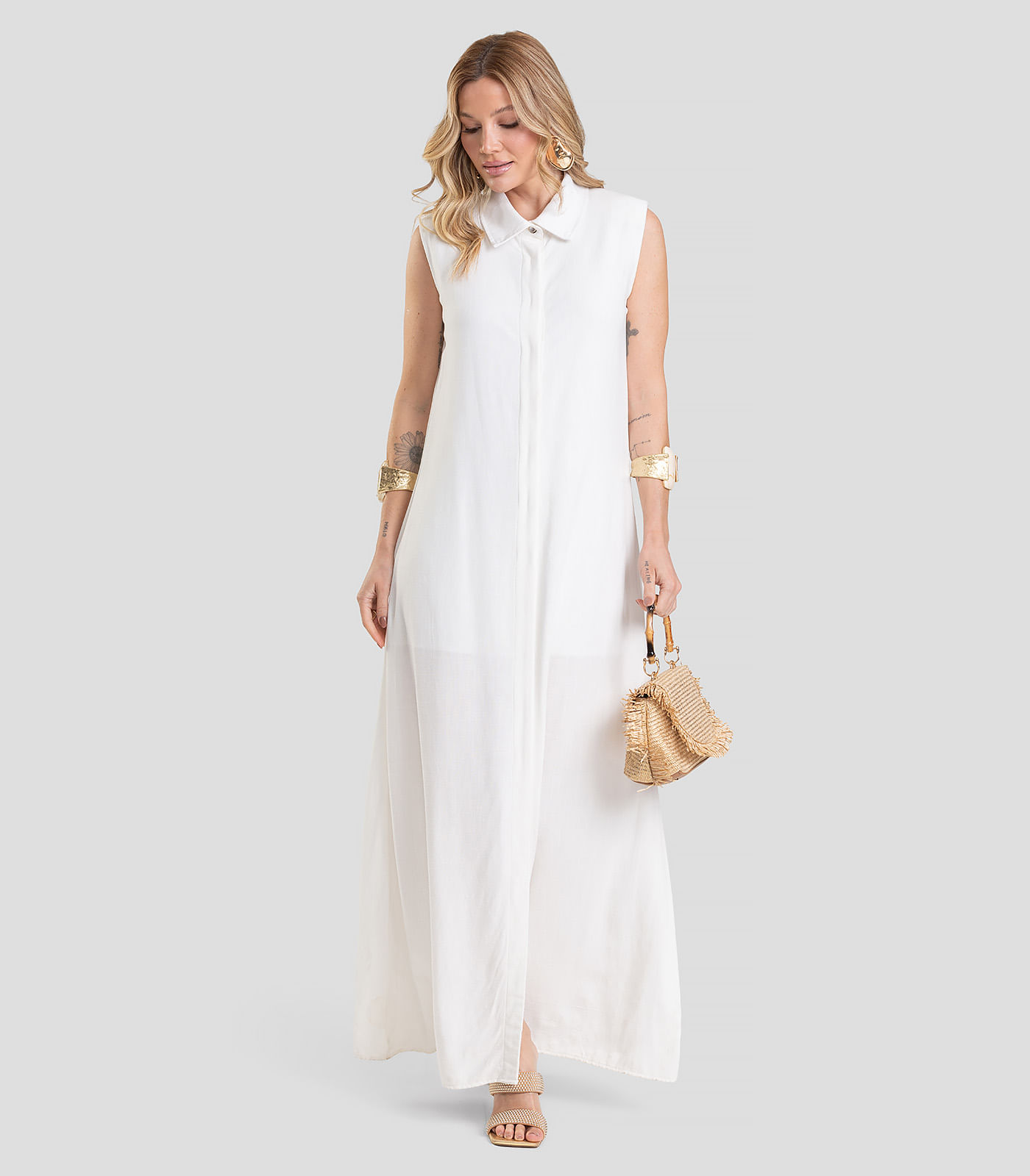 Vestido Longo Feminino em Tecido Linho Dianna Bege - Imagem 21