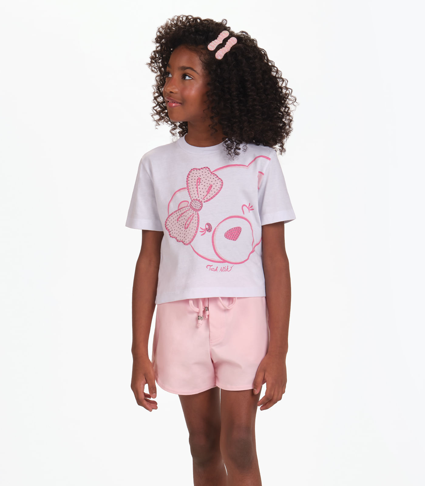 Conjunto Camiseta com Shorts Menina Trick Nick Branco