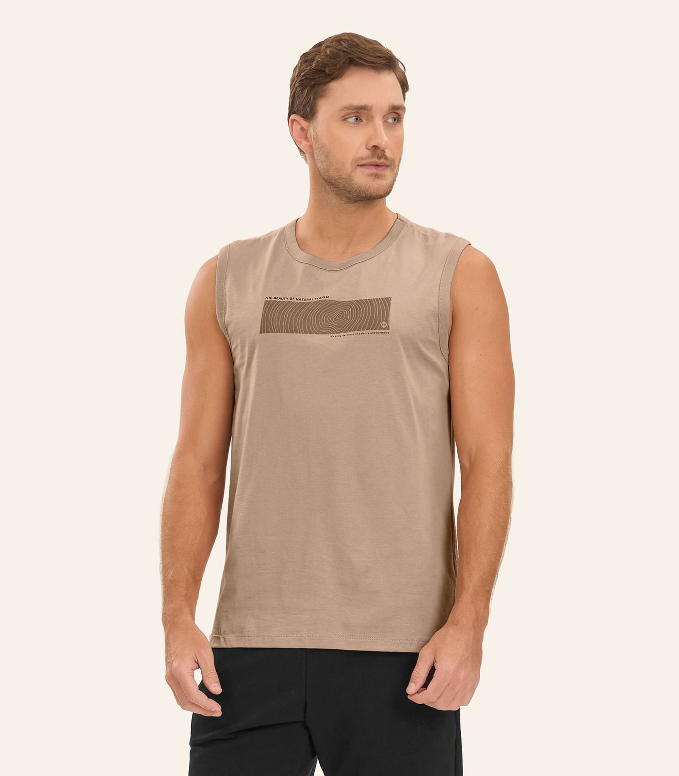 Regata Meia Malha Masculina Diametro Marrom