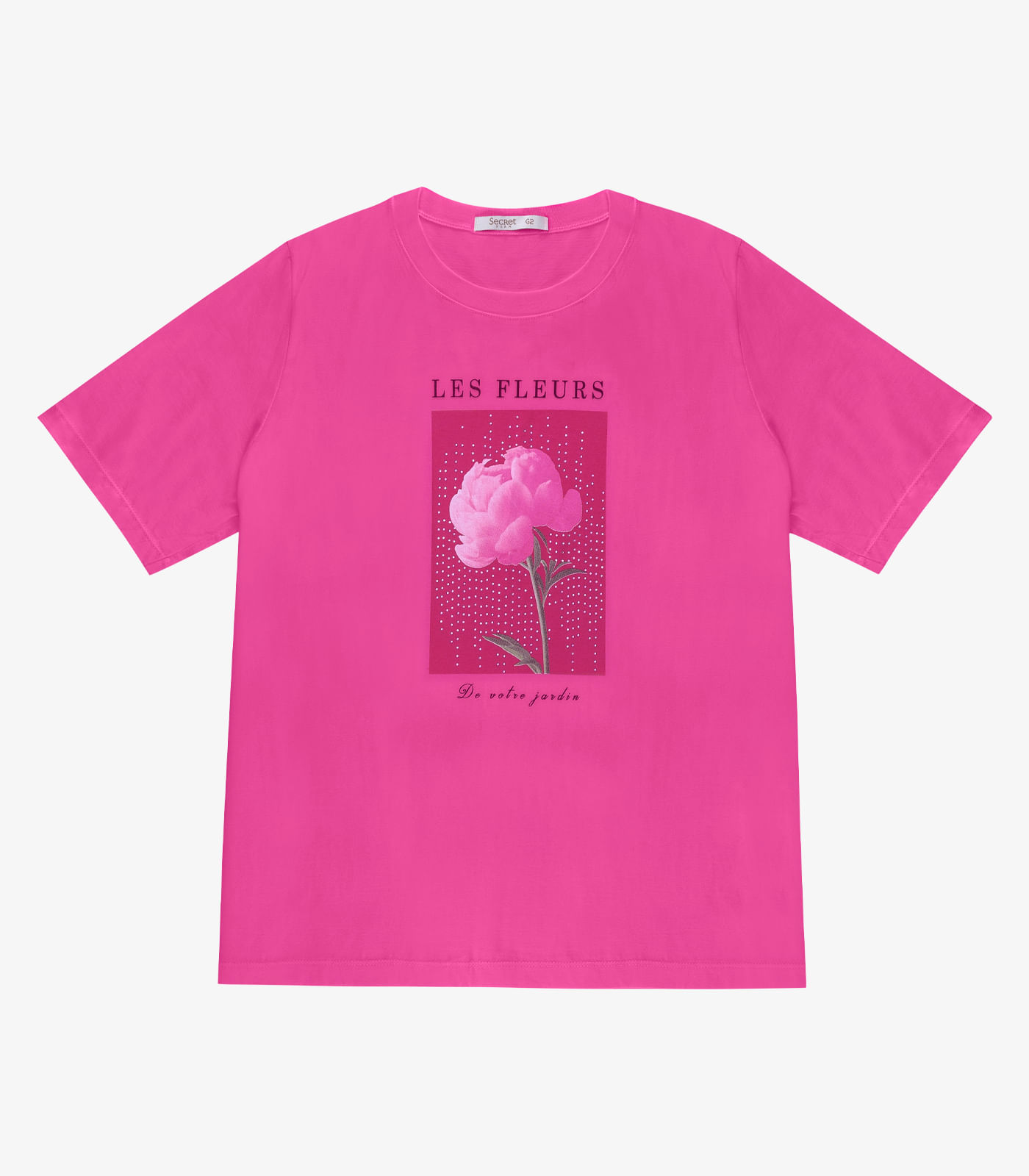 Blusa Manga Curta Feminina Plus Size Secret Glam Rosa