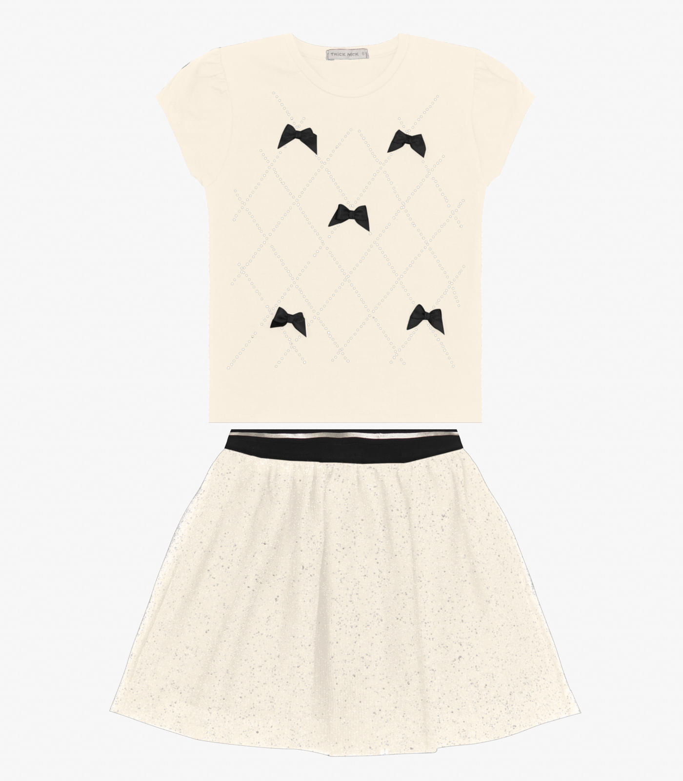 Conjunto Infantil Blusa com Saia Trick Nick Off White - 8