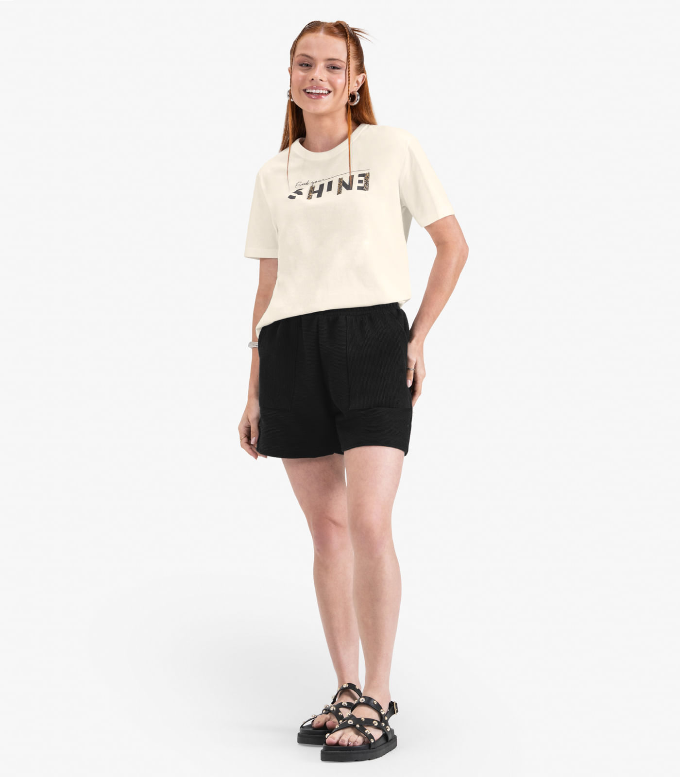 Camiseta Juvenil Feminina Manga Curta Minty Bege