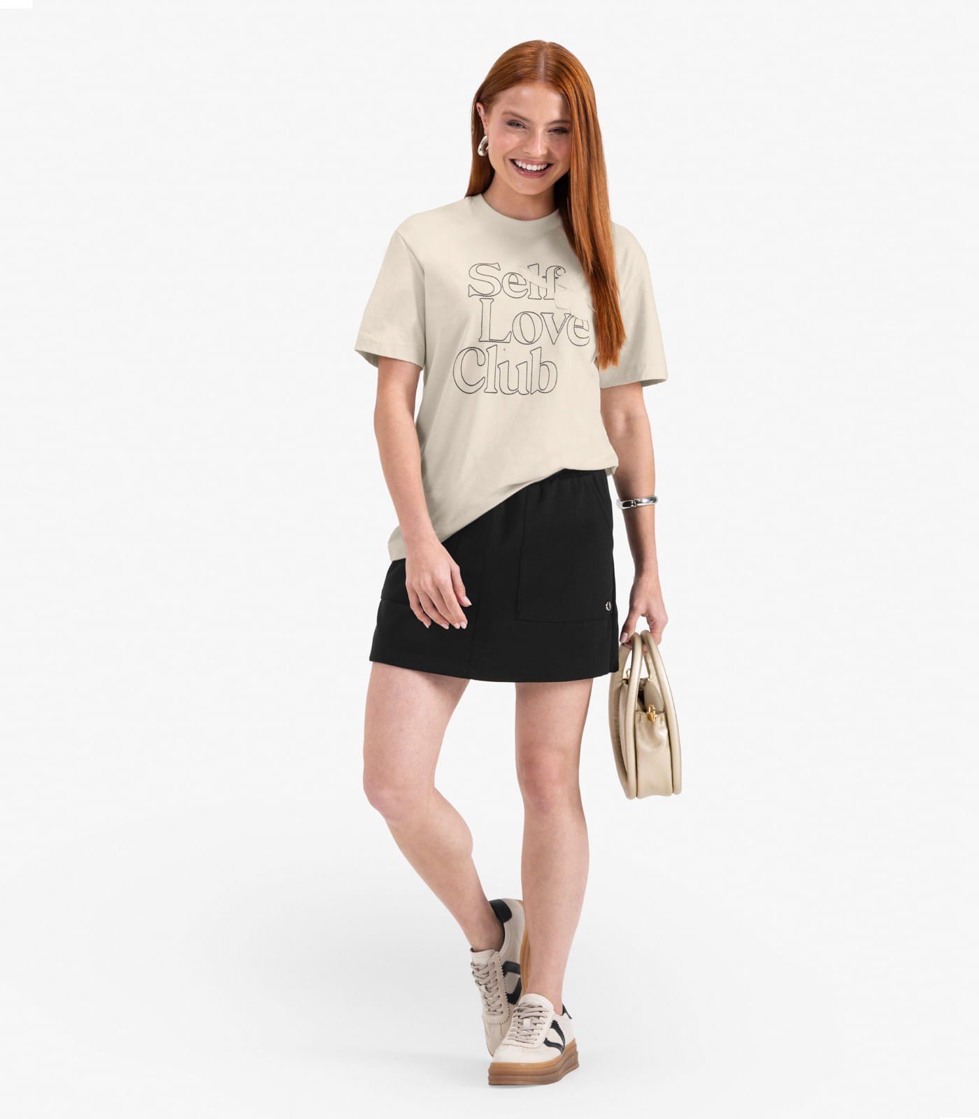 Camiseta Juvenil Manga Curta em Meia Malha Minty Bege