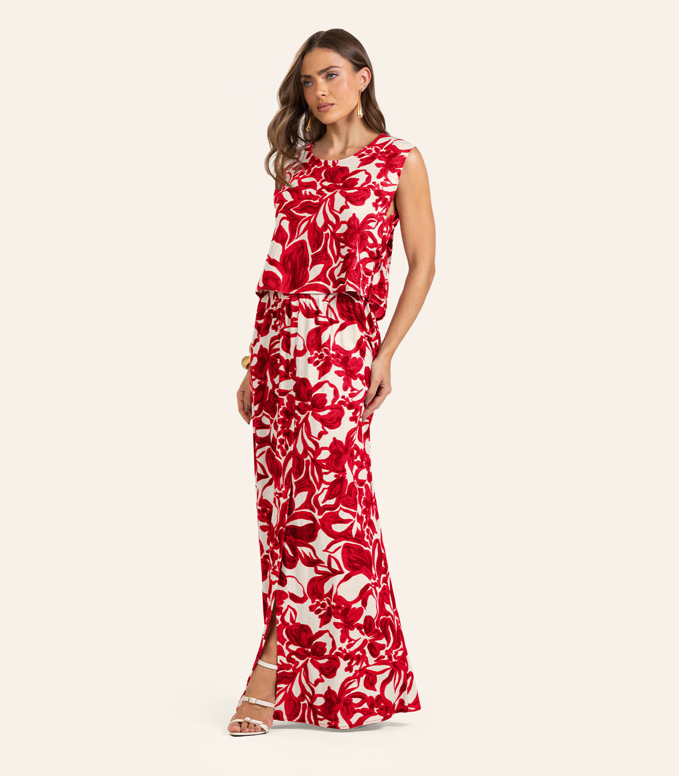 Saia Longa em Linho Feminina Endless Vermelho