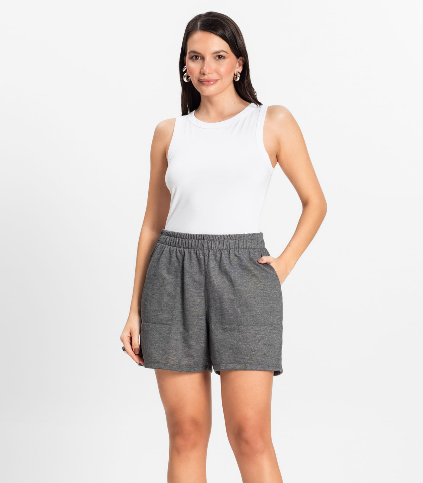 Bermuda Feminina em Viscose Sarjada Pesada Rovitex Preto