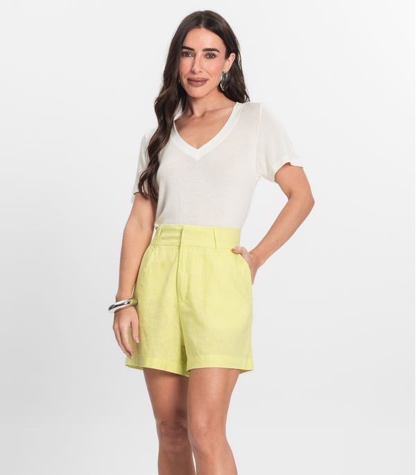 Shorts de Linho Feminino Endless Verde 46