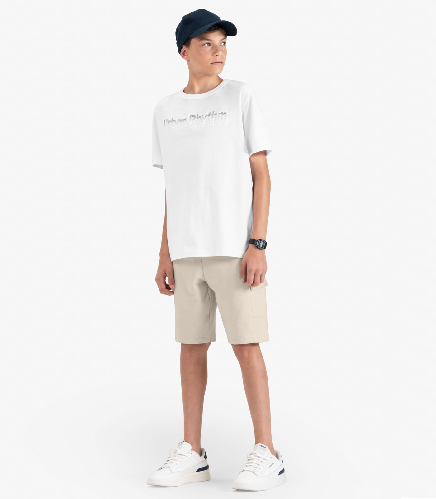 Bermuda Juvenil Masculino em Moletom Sarjado Minty Bege
