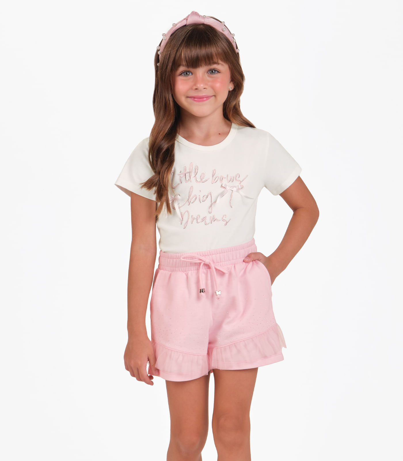 Conjunto Blusa com Shorts Menina Trick Nick Bege