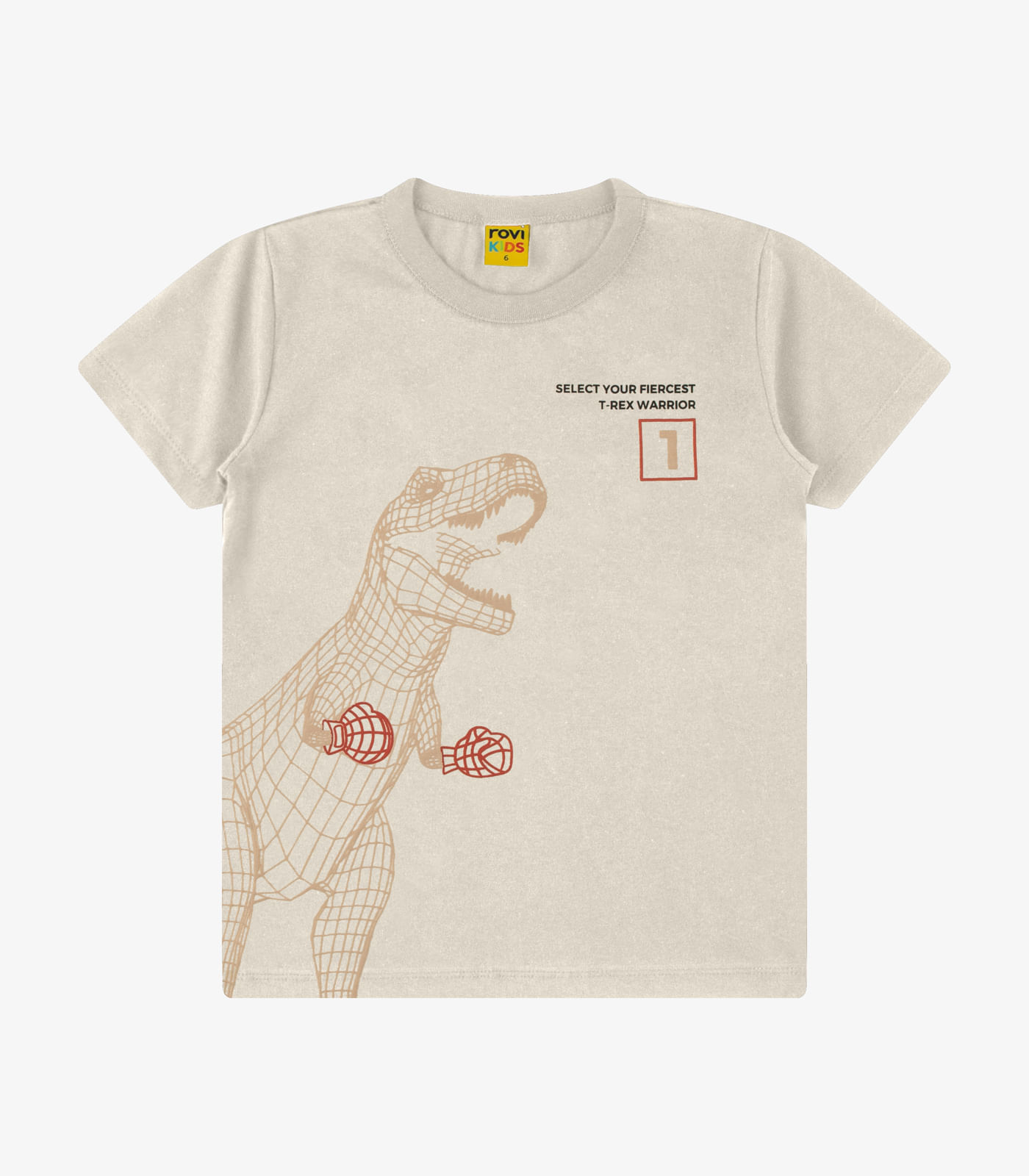 Camiseta Menino Meia Malha Rovi Kids Bege