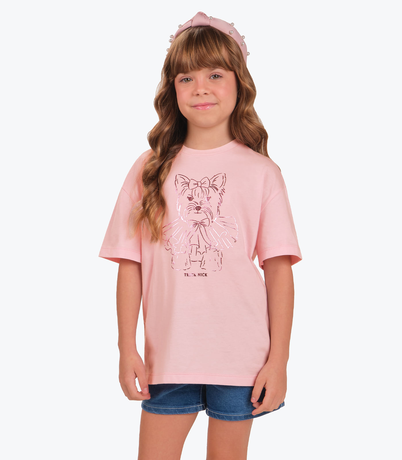 Camiseta Meia Malha Trick Nick Rosa