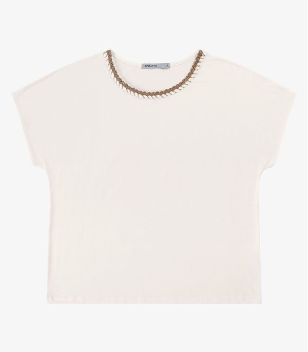 Blusa em Viscotorcion Feminina Endless Bege GG
