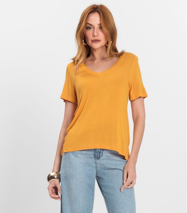 Blusa Feminina Manga Curta Decote V Endless Amarelo P