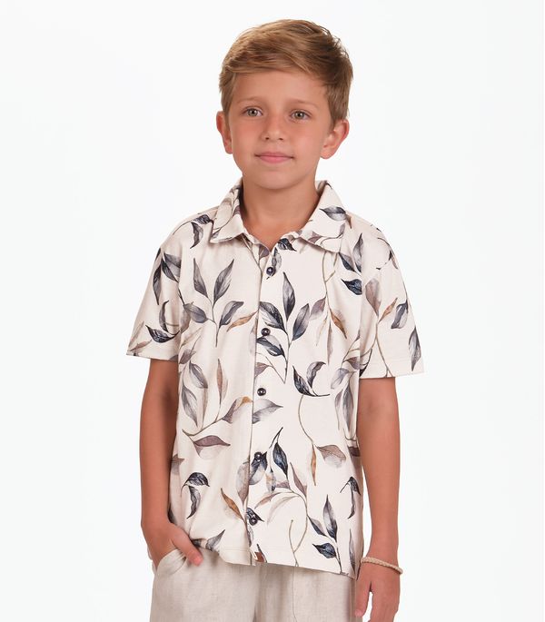 Camisa Meia Malha Menino Trick Nick Bege 8