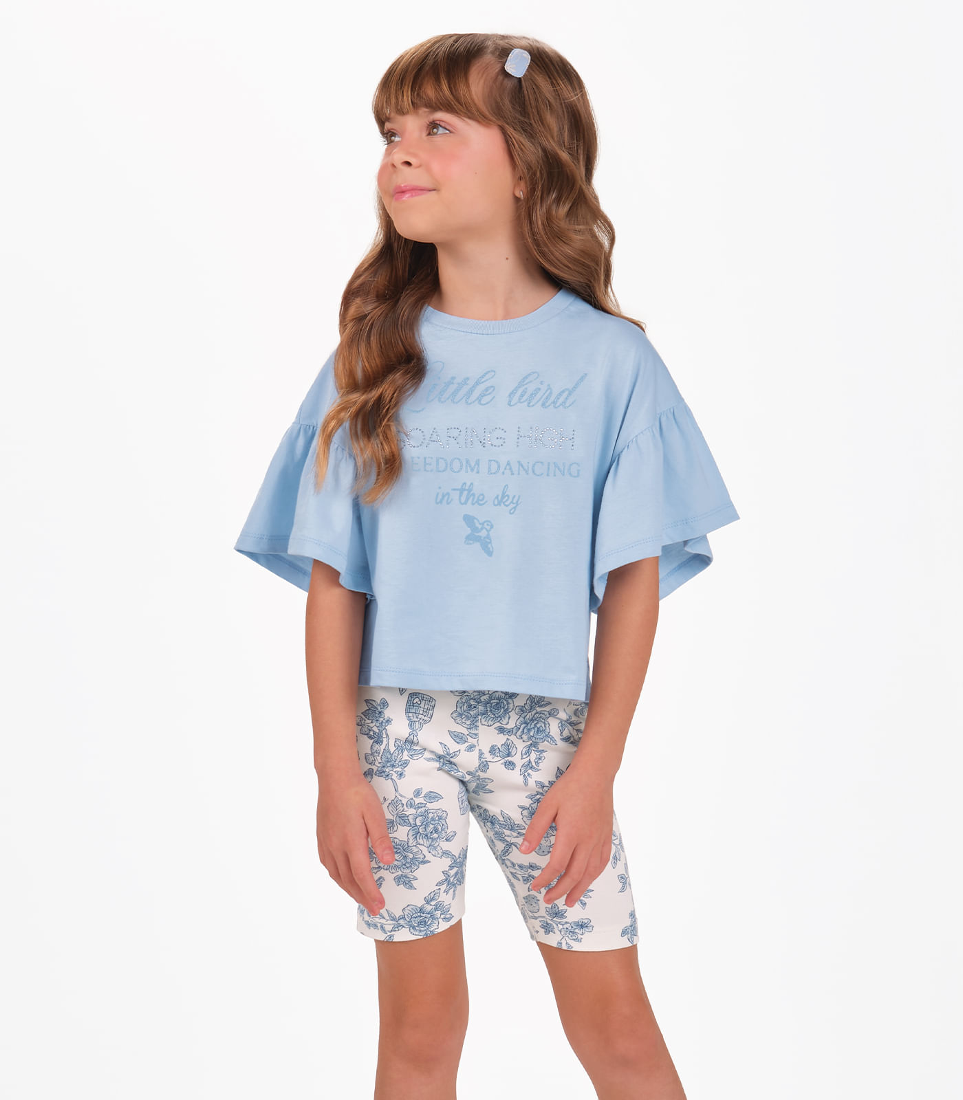 Conjunto Blusa com Ciclista Menina Trick Nick Azul