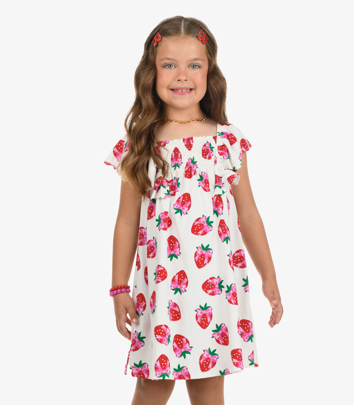Vestido em Meia Malha Menina Rovi Kids Bege - 10