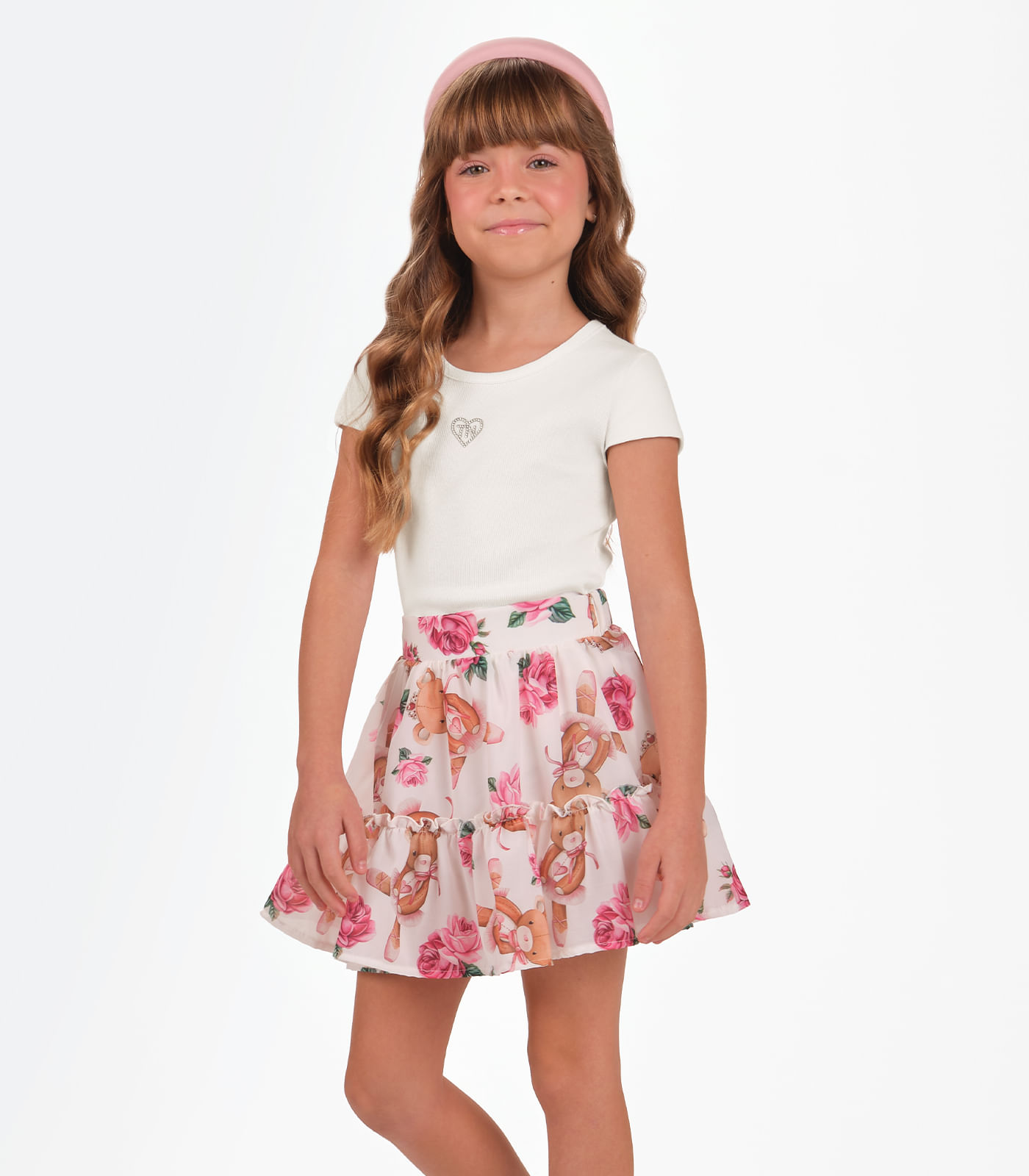 Conjunto Blusa com Saia Menina Trick Nick Bege