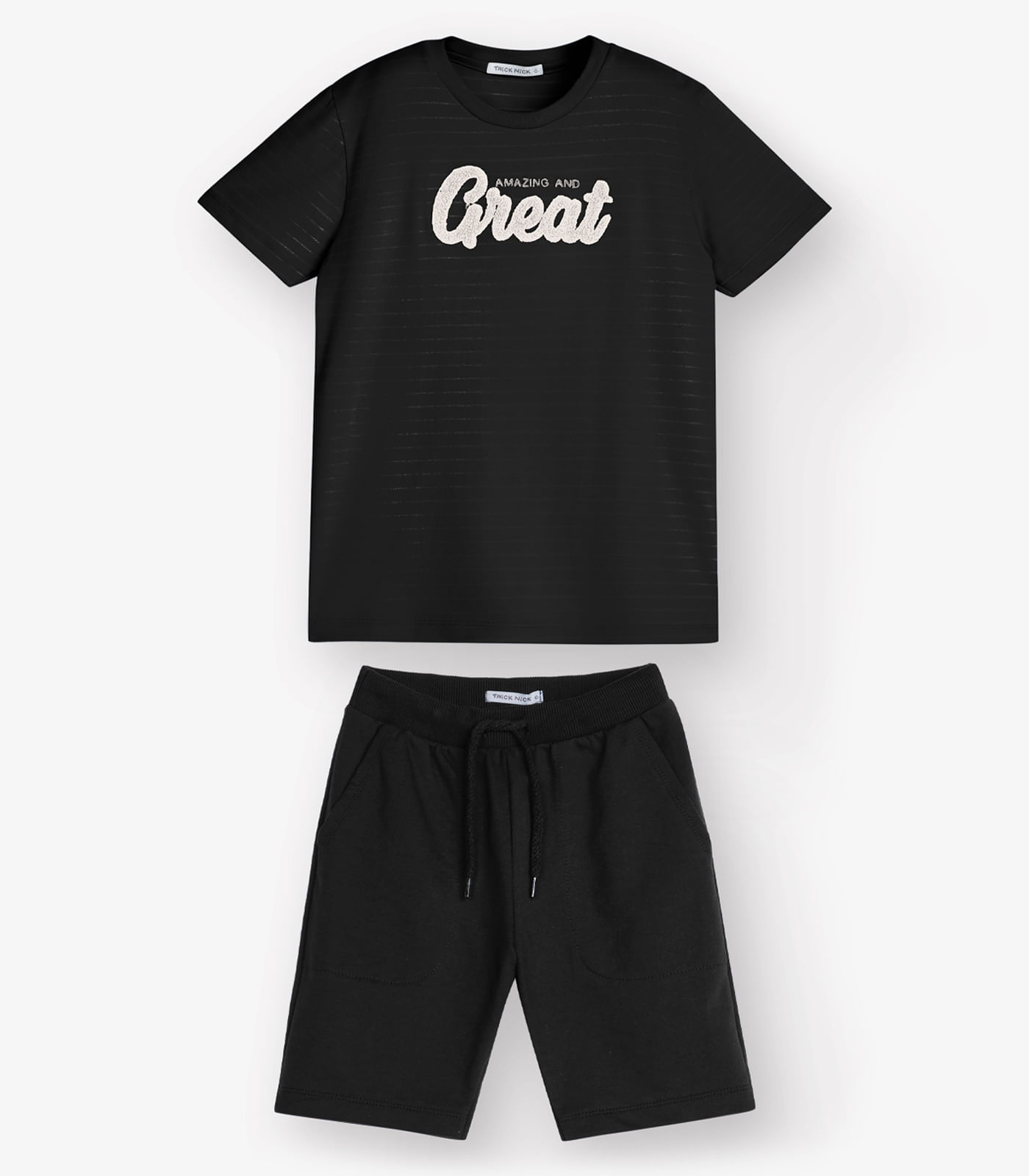 Conjunto Camiseta com Bermuda Menino Trick Nick Preto