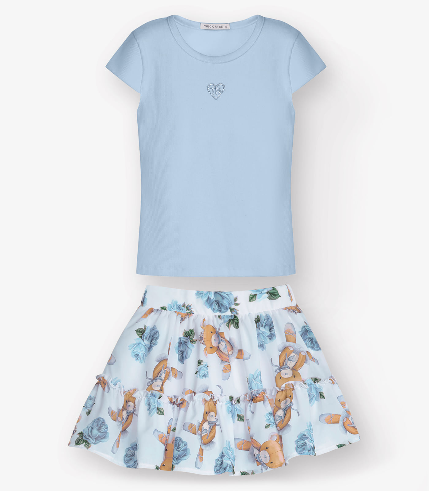 Conjunto Blusa com Saia Menina Trick Nick Azul