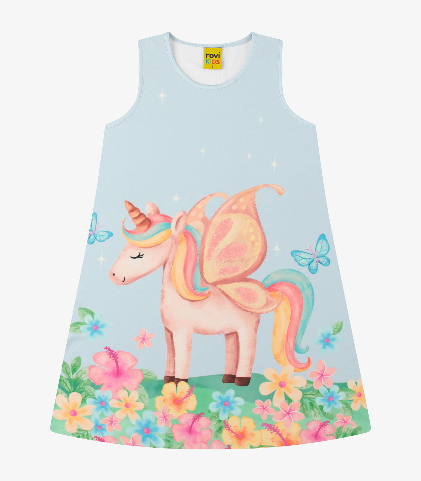 Vestido Poly Flex Touch Cotton Vestido Rovi Kids Azul