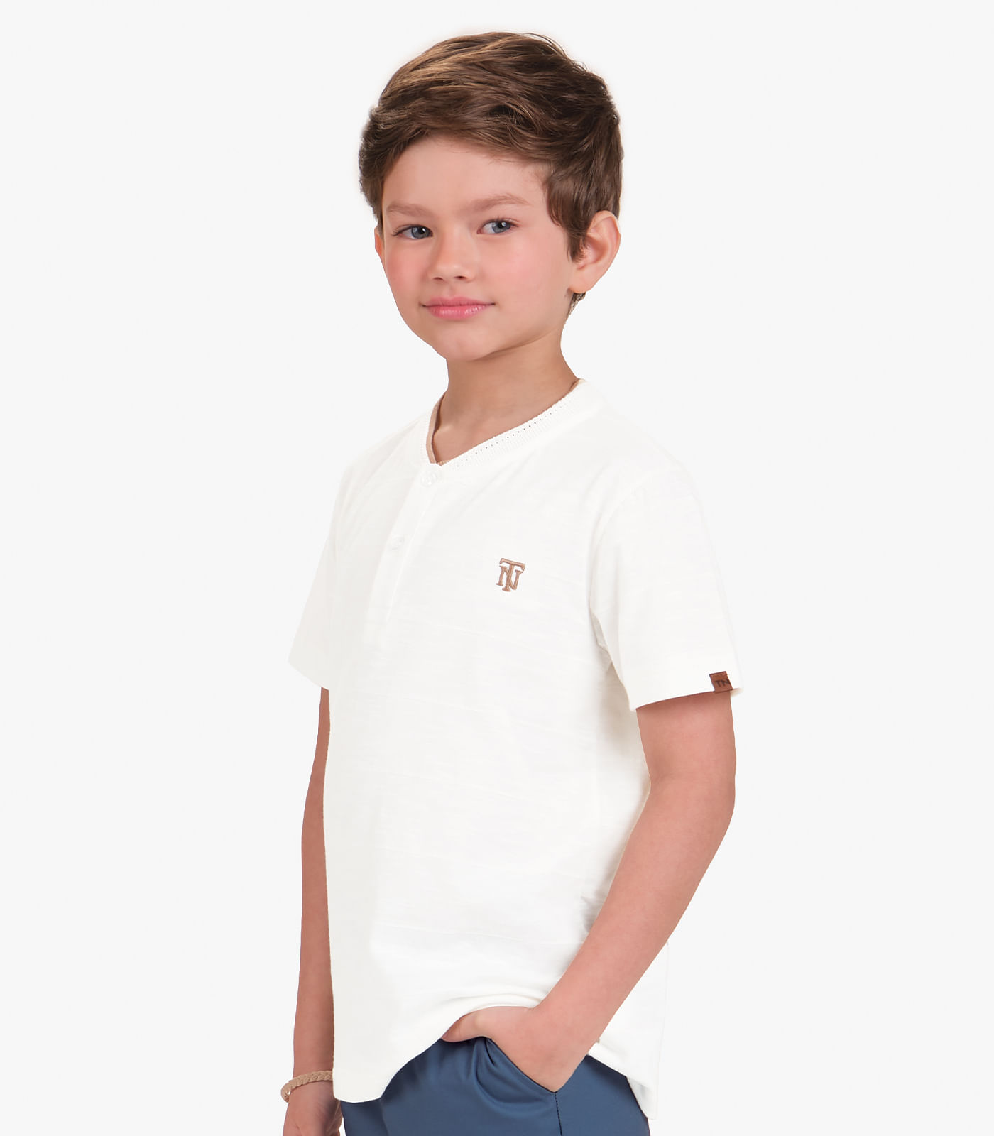 Camiseta Menino em Meia Malha Trick Nick Bege
