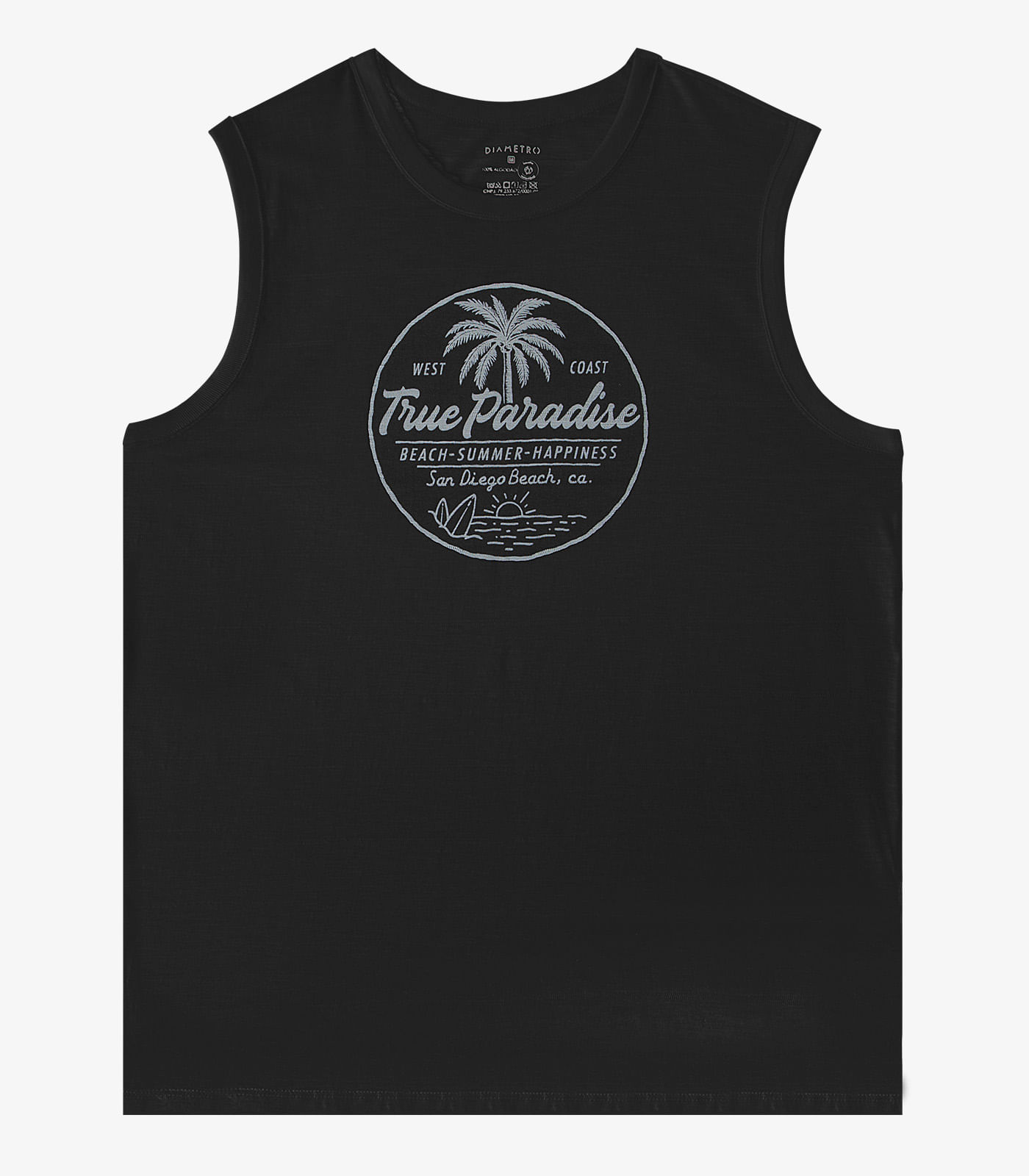Regata em Meia Malha Masculino Diametro Preto