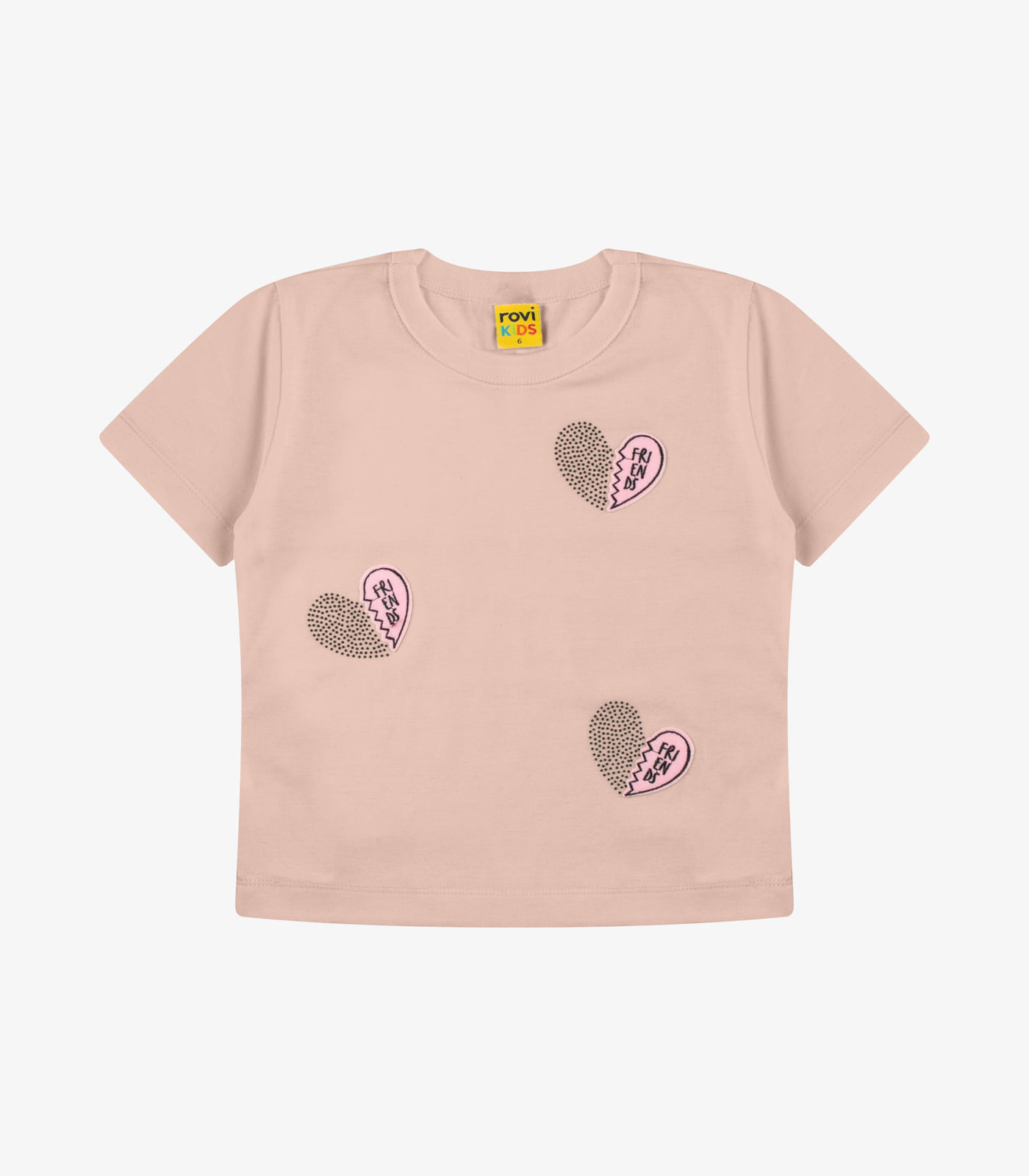 T-Shirt Feminina Meia Malha Rovi Kids Rosa