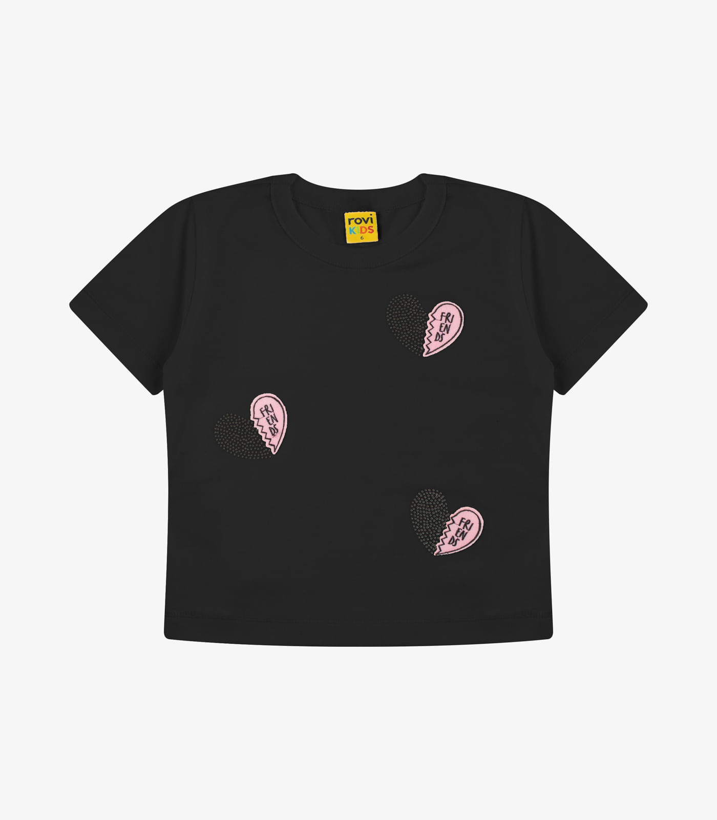 T-Shirt Feminina Meia Malha Rovi Kids Preto