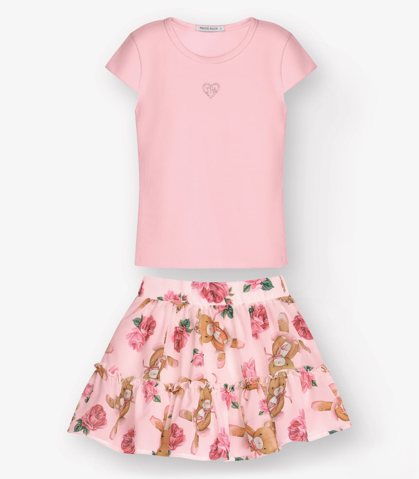Conjunto Blusa com Saia Menina Trick Nick Rosa