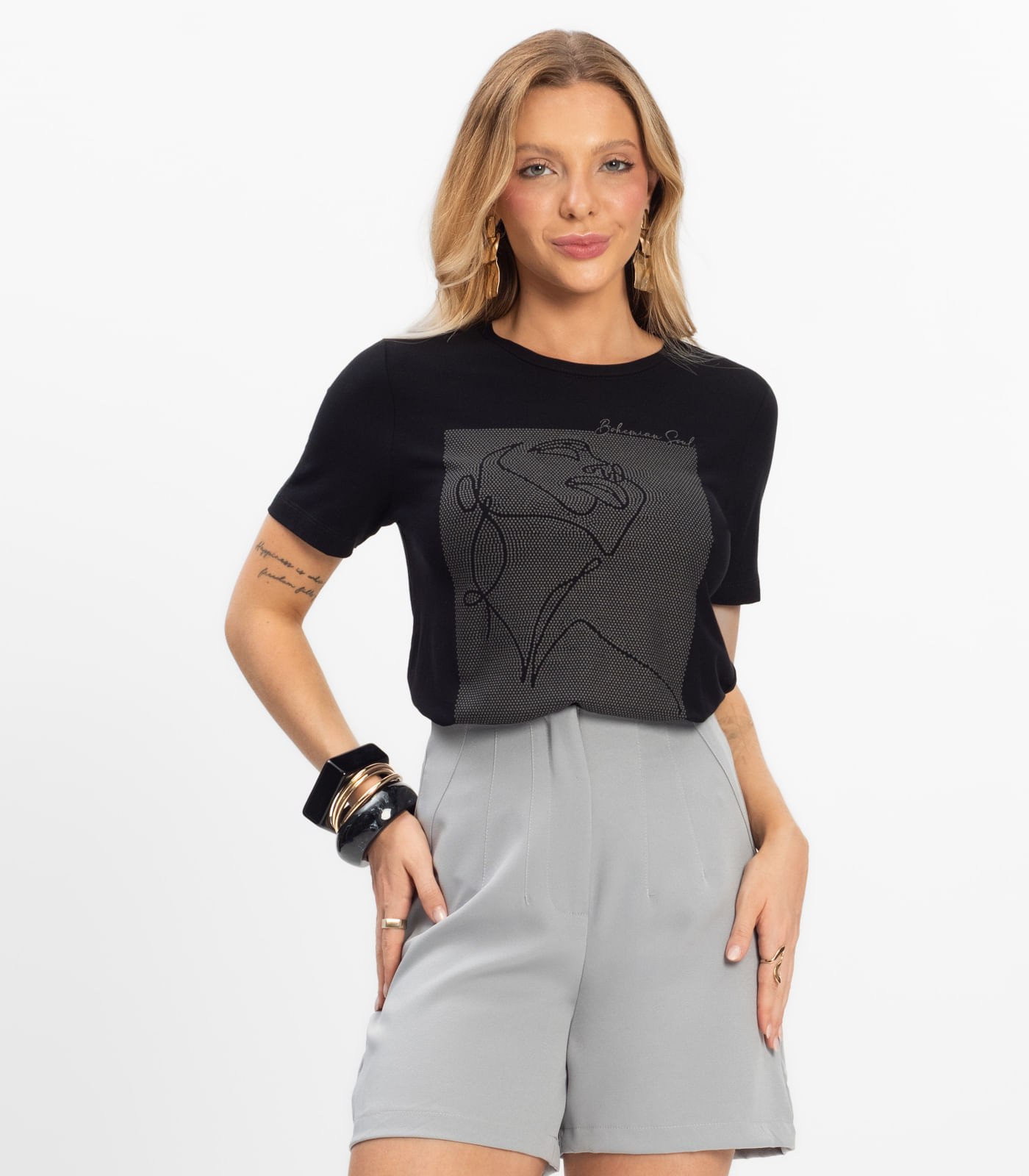 Blusa Feminina Visco Creponada Rovitex Preto