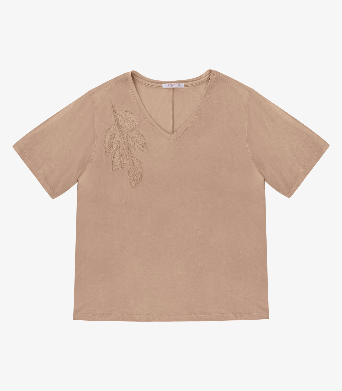 Blusa Manga Curta Feminina Plus Size Secret Glam Marrom