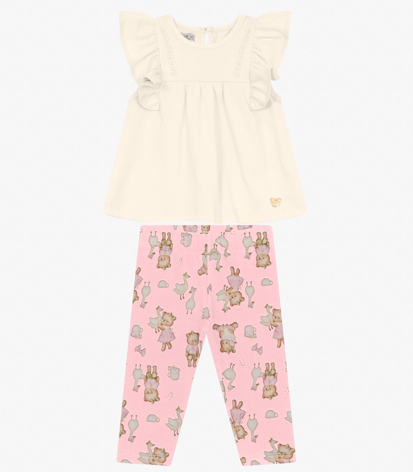 Conjunto Infantil Bata com Legging Trick Nick Bege - 2