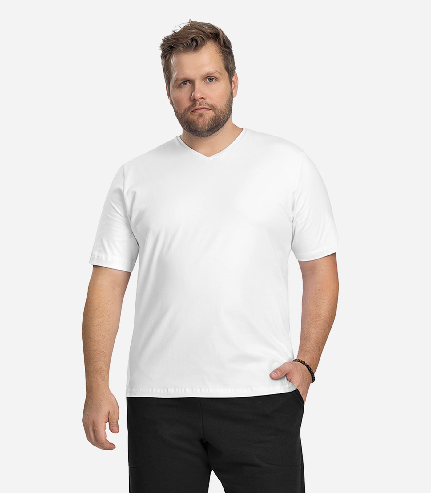 Camiseta Plus Size Masculina Diametro Branco