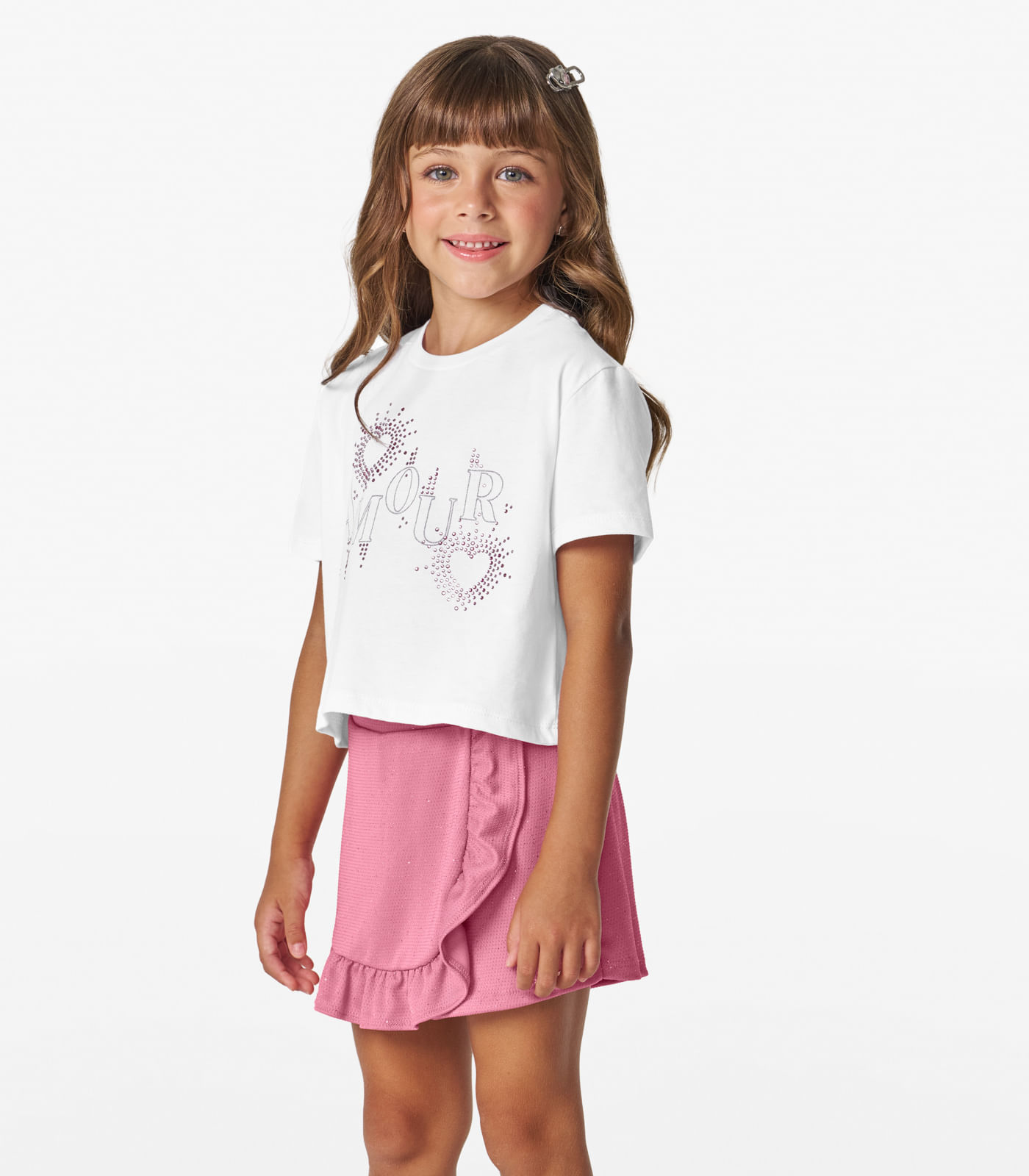Conjunto Feminino Blusa com Shorts Saia Trick Nick Branco