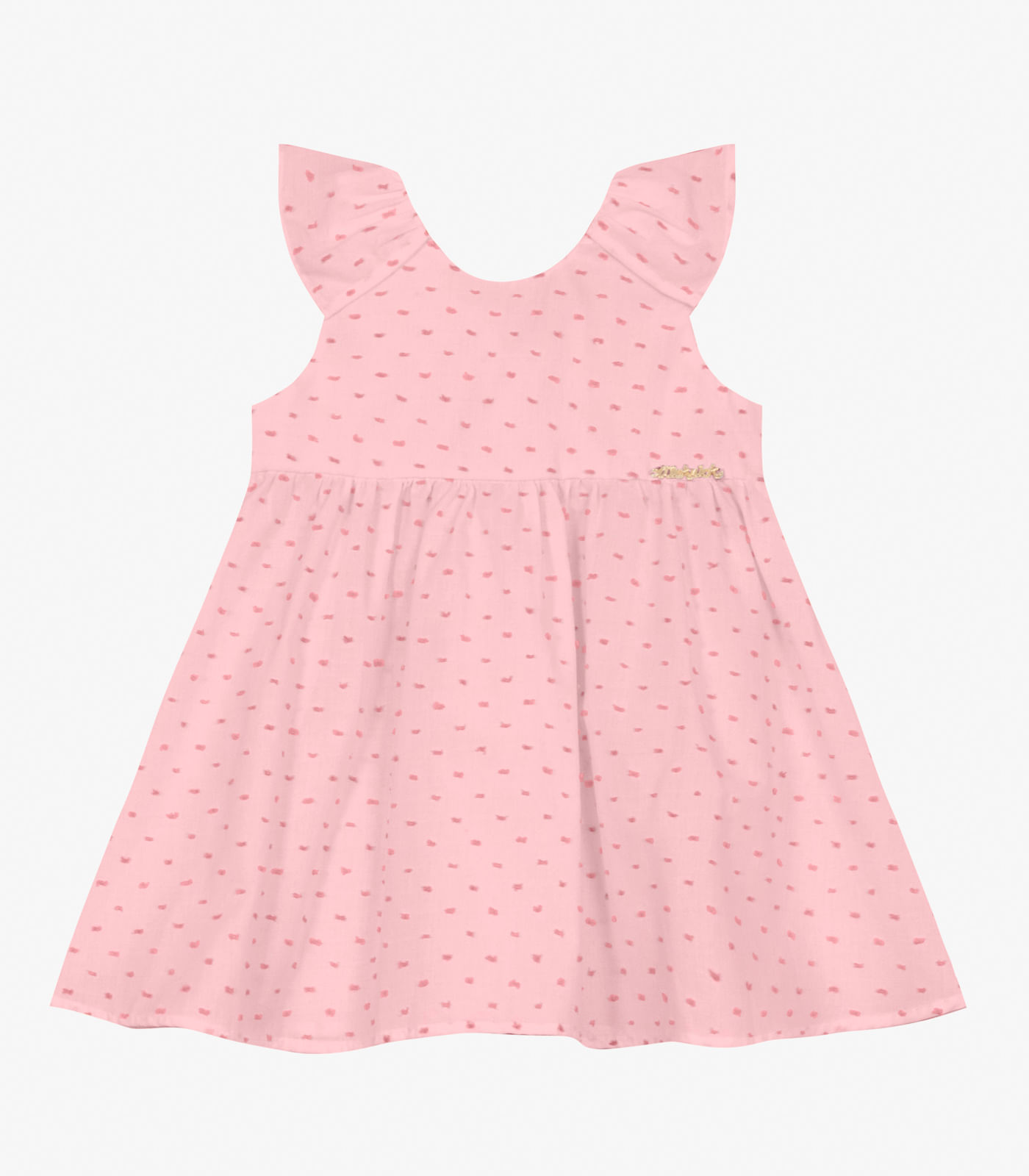 Vestido Infantil em Cotton Plumetis Trick Nick Rosa