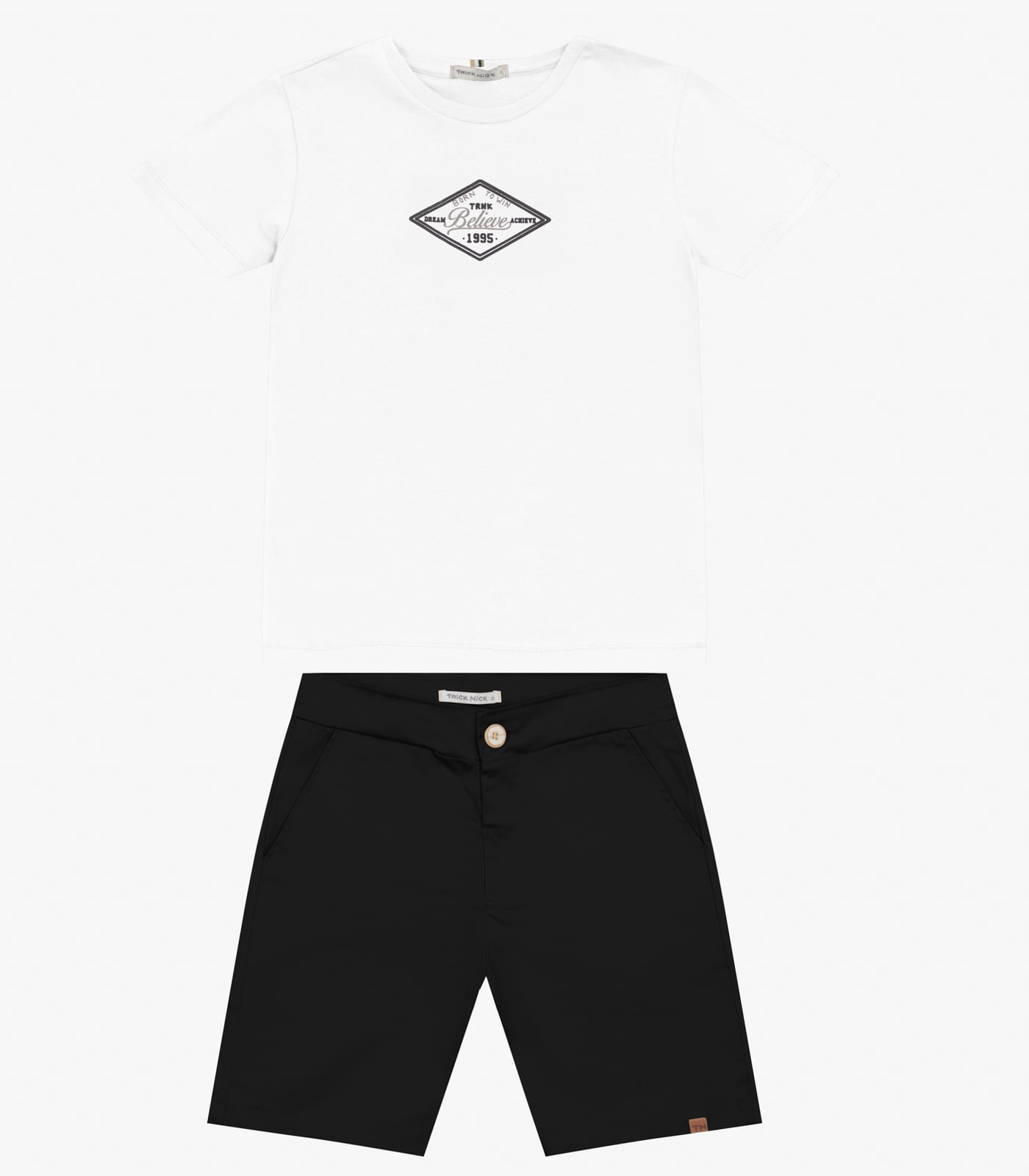 Conjunto Masculino Camiseta com Bermuda Trick Nick Branco