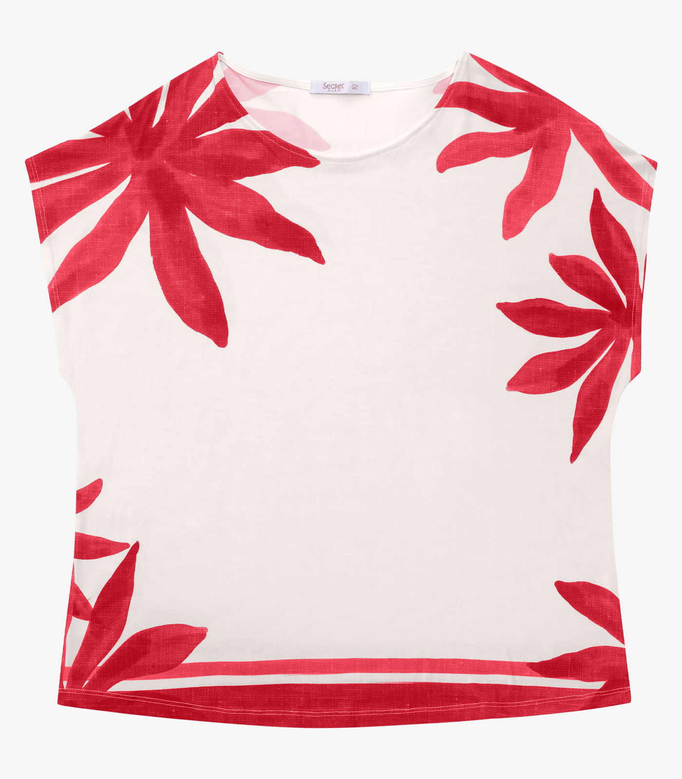 Blusa Manga Curta Feminina Plus Size Secret Glam Vermelho