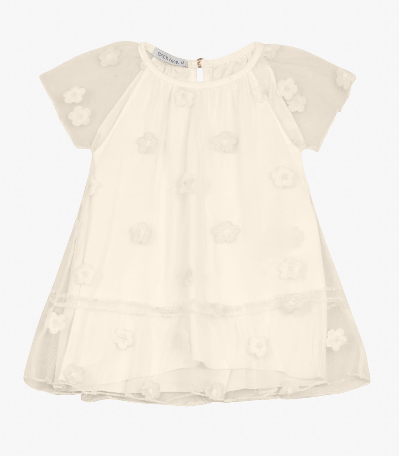 Vestido Infantil Com Babados Trick Nick Bege