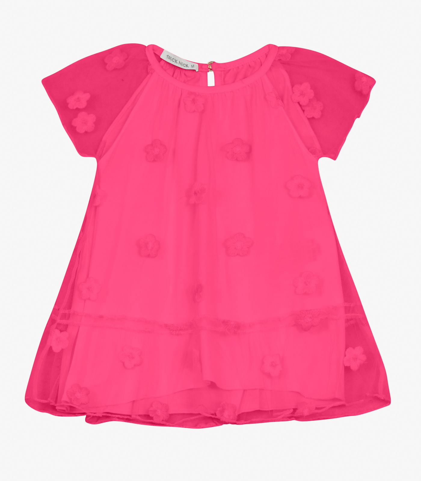 Vestido Infantil Com Babados Trick Nick Rosa