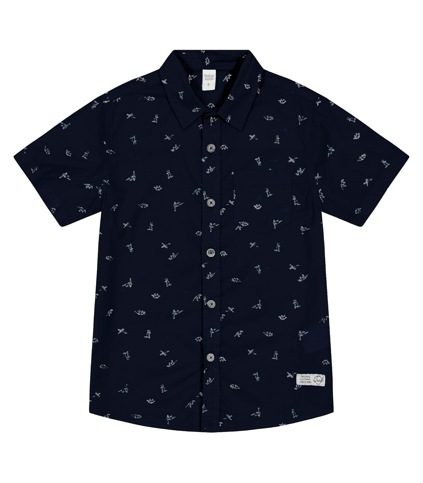 Camisa Infantil Masculina Com Botões Trick Nick Azul