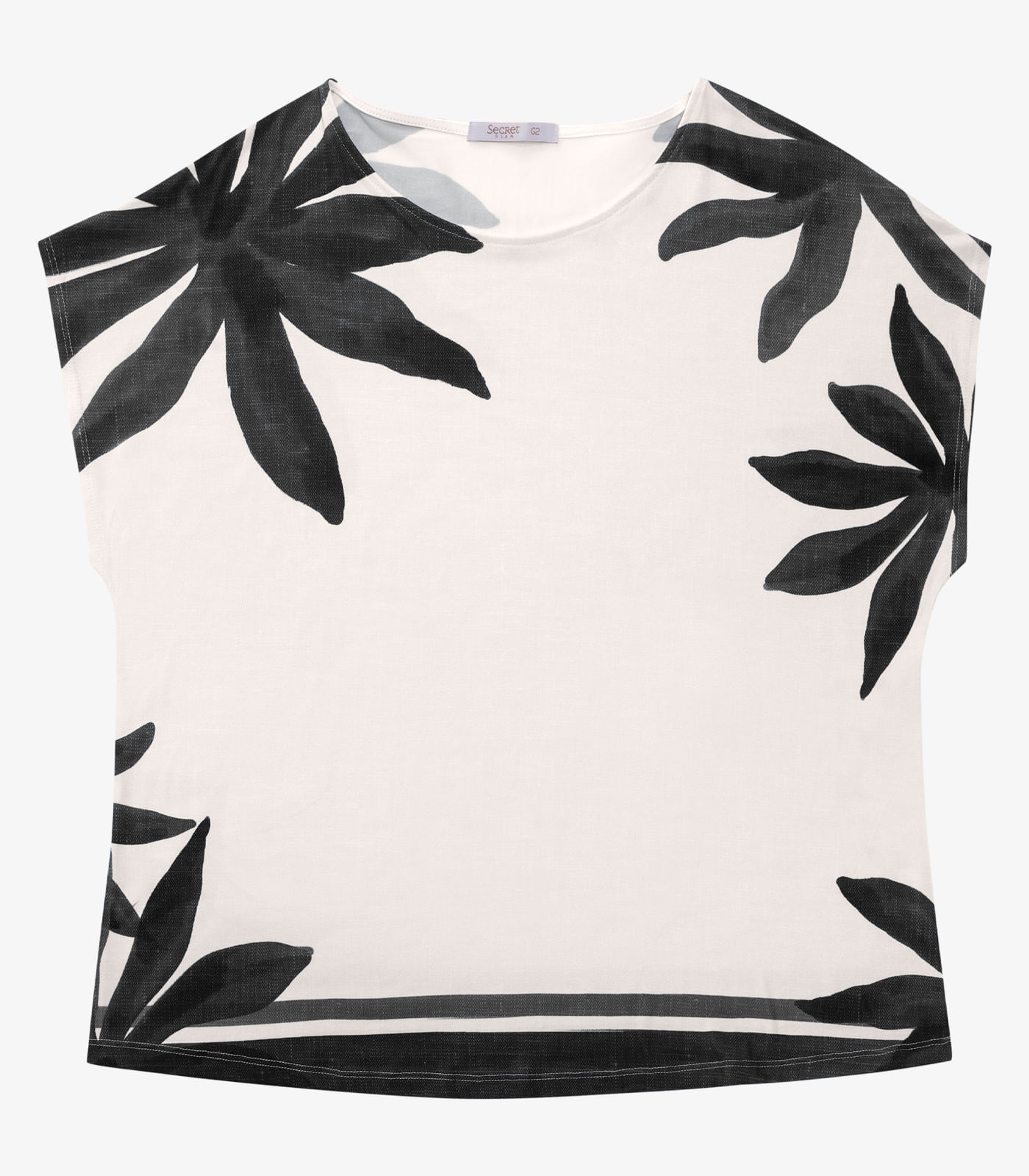 Blusa Manga Curta Feminina Plus Size Secret Glam Preto